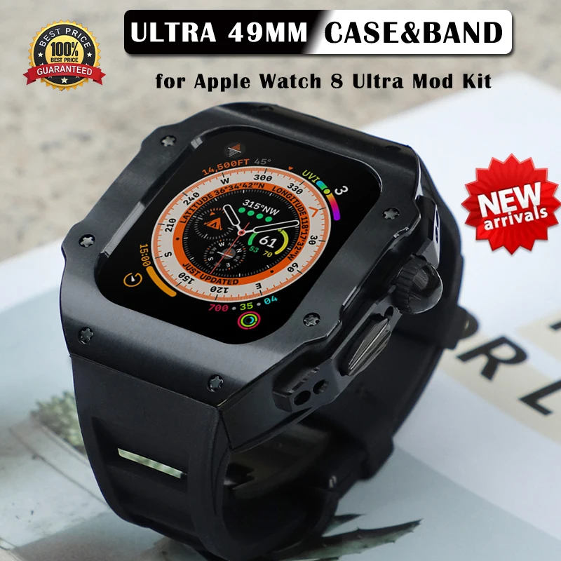 49mm Luxury Metal Modification Kit For Apple Watch Ultra 49mm Stainless Steel Case Bezel Rubber Band IWatch Ultra 49 Refit Mod
49mm Luxury Metal Modification Kit For Apple Watch Ultra 49mm Stainless Steel Case Bezel Rubber Band IWatch Ultra 49 Refit Mod
