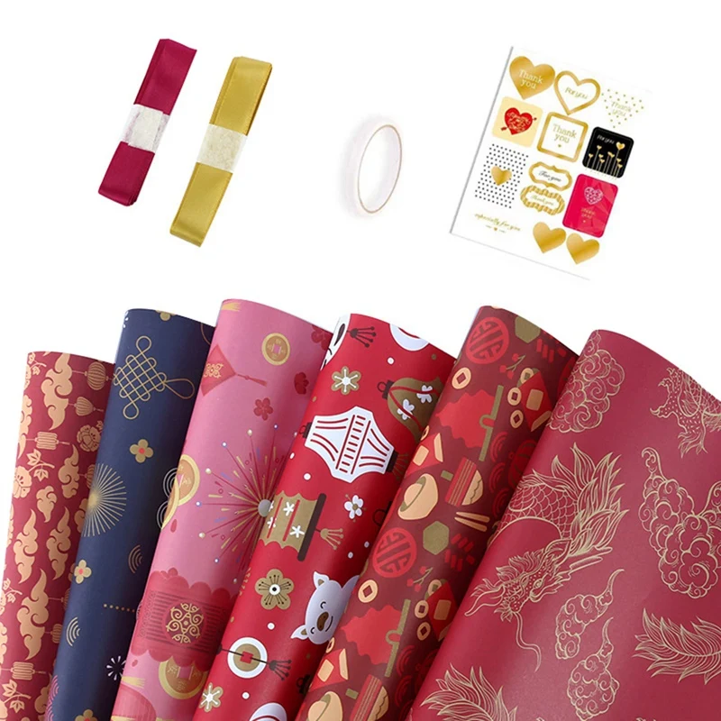Wrapping Paper Sheets Set Of 6 With Ribbons ,Spring Festival Chinese New Year DIY Gift Red Wrapping Paper,70Cm X 50Cm
Wrapping Paper Sheets Set Of 6 With Ribbons ,Spring Festival Chinese New Year DIY Gift Red Wrapping Paper,70Cm X 50Cm
