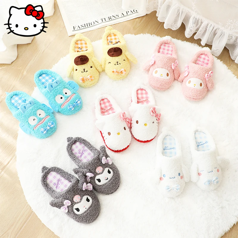 Sanrio MyMelody Kuromi Cinnamoroll Slippers Kawaii Anime Girls Autumn and Winter Y2K Home Non Slip Grip Fluffy Plush Shoes Gift
Sanrio MyMelody Kuromi Cinnamoroll Slippers Kawaii Anime Girls Autumn and Winter Y2K Home Non Slip Grip Fluffy Plush Shoes Gift