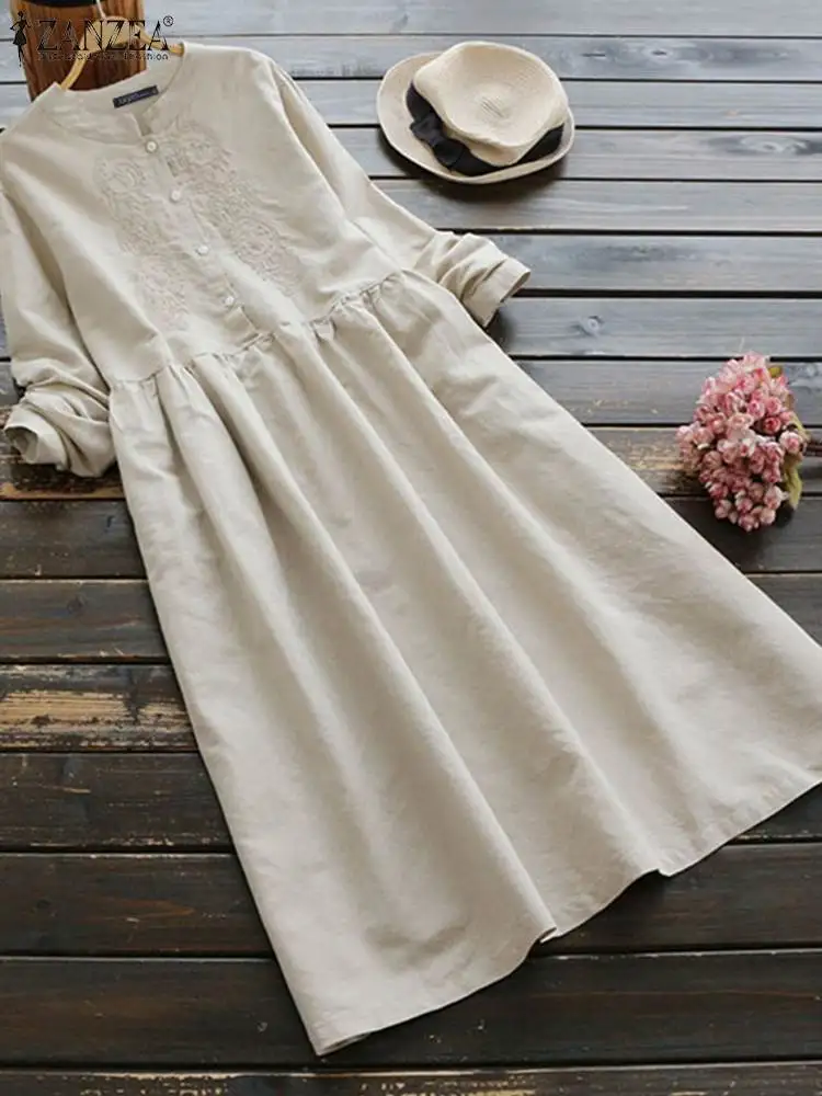 Women Embroidery Sundress ZANZEA Kaftan Autumn Shirt Dress Long Sleeve Floral Short Vestidos Female Button Robe Femme Oversized
Women Embroidery Sundress ZANZEA Kaftan Autumn Shirt Dress Long Sleeve Floral Short Vestidos Female Button Robe Femme Oversized