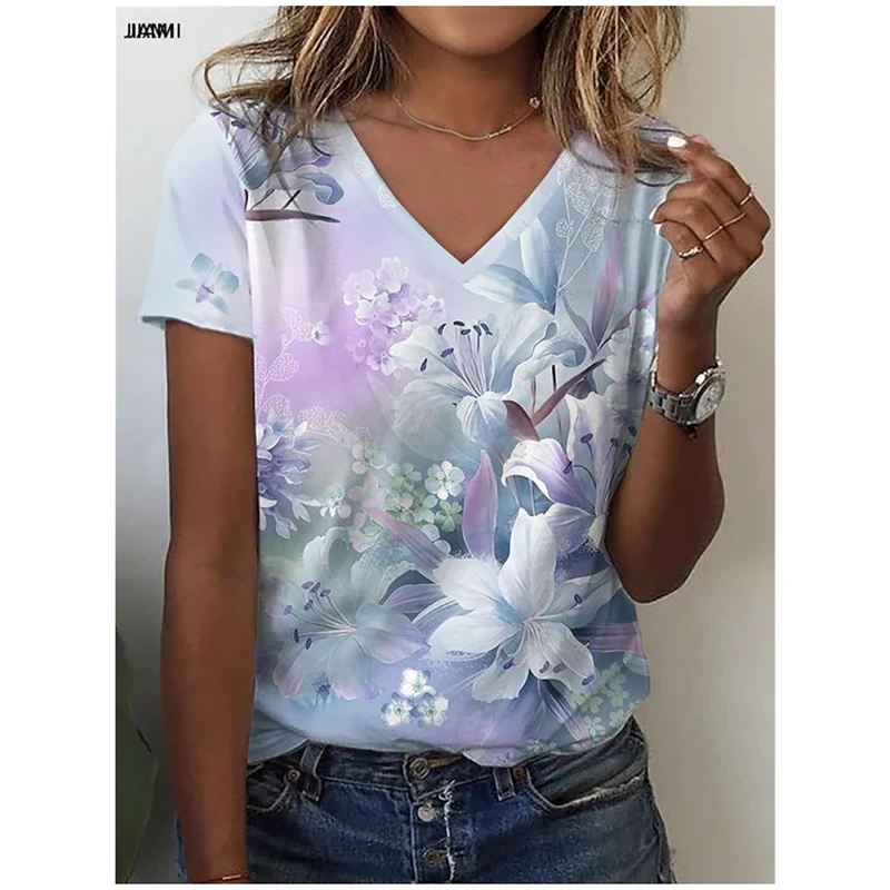Women's Summer Tee Floral Print Cozy V Neck Short Sleeve Mexico Holiday Weekend Streetwear White Blue Red Basic
Women's Summer Tee Floral Print Cozy V Neck Short Sleeve Mexico Holiday Weekend Streetwear White Blue Red Basic