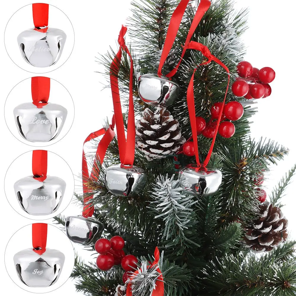 

1.5 Inch Christmas Jingle Bell Ornament Sleigh Bells Polar Express Bell Printed Believe Joy Bells For Craft Christmas Tree Decor