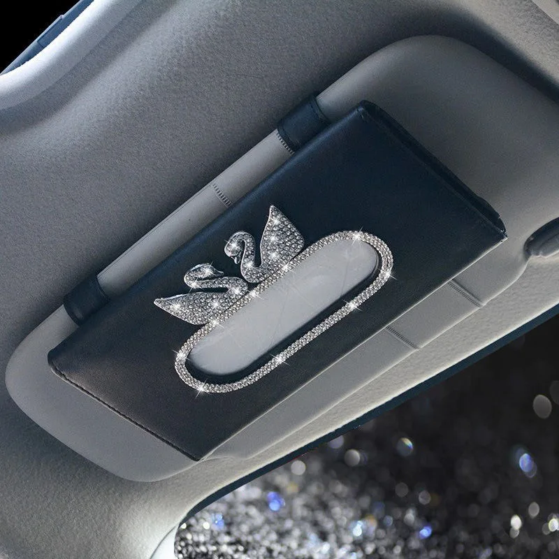 Luxury PU Leather Car Tissue Box Sun Visor Bling Bling Diamond Swan Crown Tissue Box Holder for Car Accessories Girls Women 
Luxury PU Leather Car Tissue Box Sun Visor Bling Bling Diamond Swan Crown Tissue Box Holder for Car Accessories Girls Women
