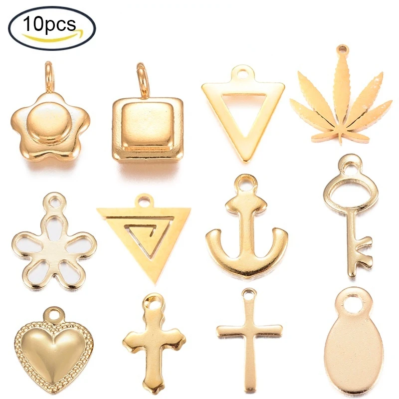 NBEADS 10PCS 10x8x0.8mm Golden Charms Heart Shape Stainless Steel Pendant Hole:1mm For Jewelry Bracelet Earrings Making
NBEADS 10PCS 10x8x0.8mm Golden Charms Heart Shape Stainless Steel Pendant Hole:1mm For Jewelry Bracelet Earrings Making
