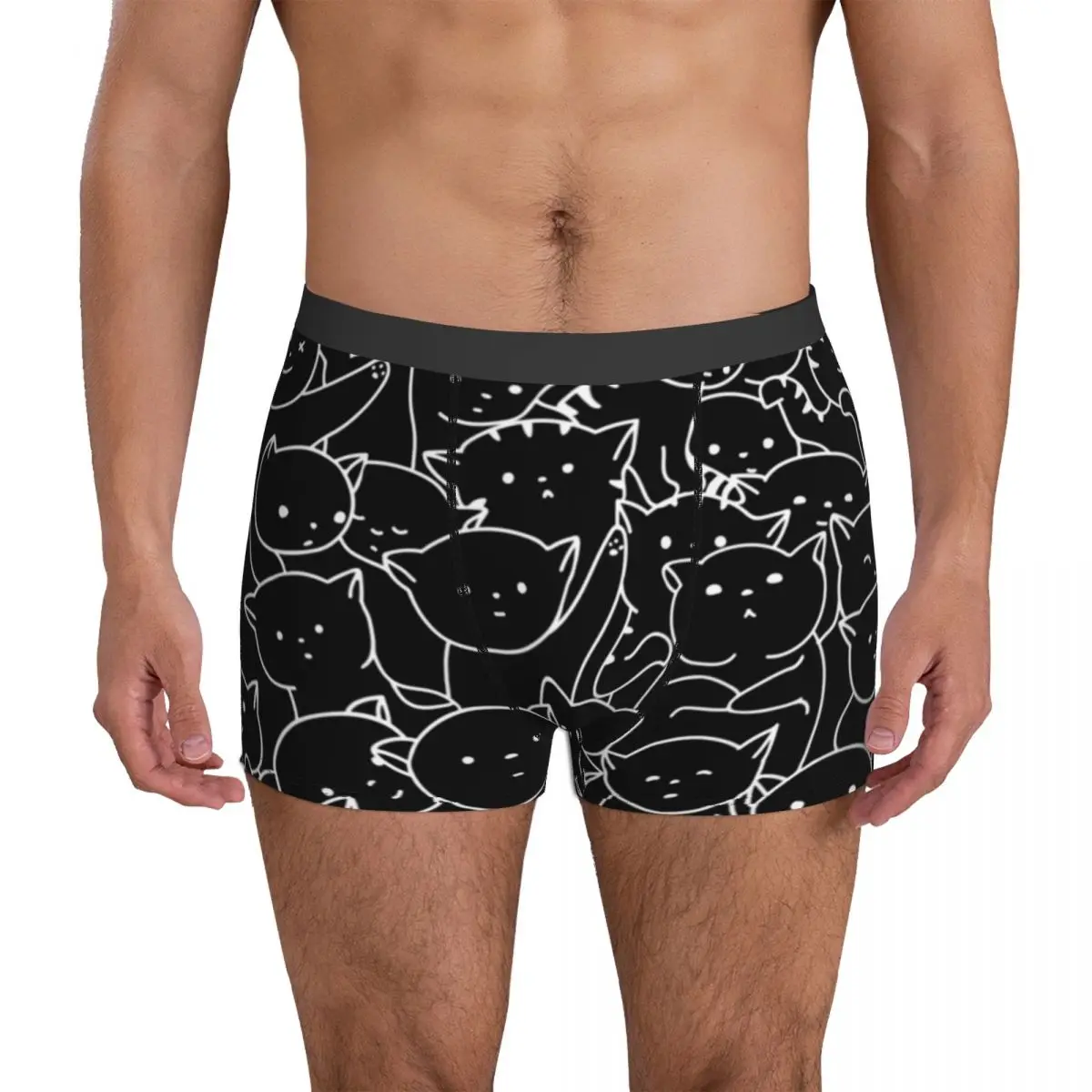 

Black Cat Meme Underwear Funny Cats Print Print Trunk Trenky Men's Underpants Classic Boxer Brief Birthday Present