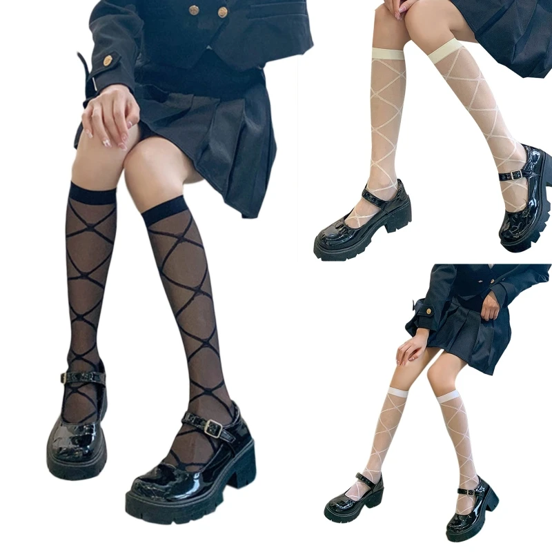 2022 Women Summer Silky Transparent Knee High Socks Japanese Style Lolita Sweet Crisscross Rhombus Pattern Student Uniform Long
2022 Women Summer Silky Transparent Knee High Socks Japanese Style Lolita Sweet Crisscross Rhombus Pattern Student Uniform Long