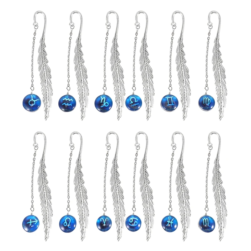 12 Pcs Metal Bookmarks Metal Feather Bookmark With Pendant Constellations Bookmark With Luminous Bead Vintage Bookmark 
12 Pcs Metal Bookmarks Metal Feather Bookmark With Pendant Constellations Bookmark With Luminous Bead Vintage Bookmark