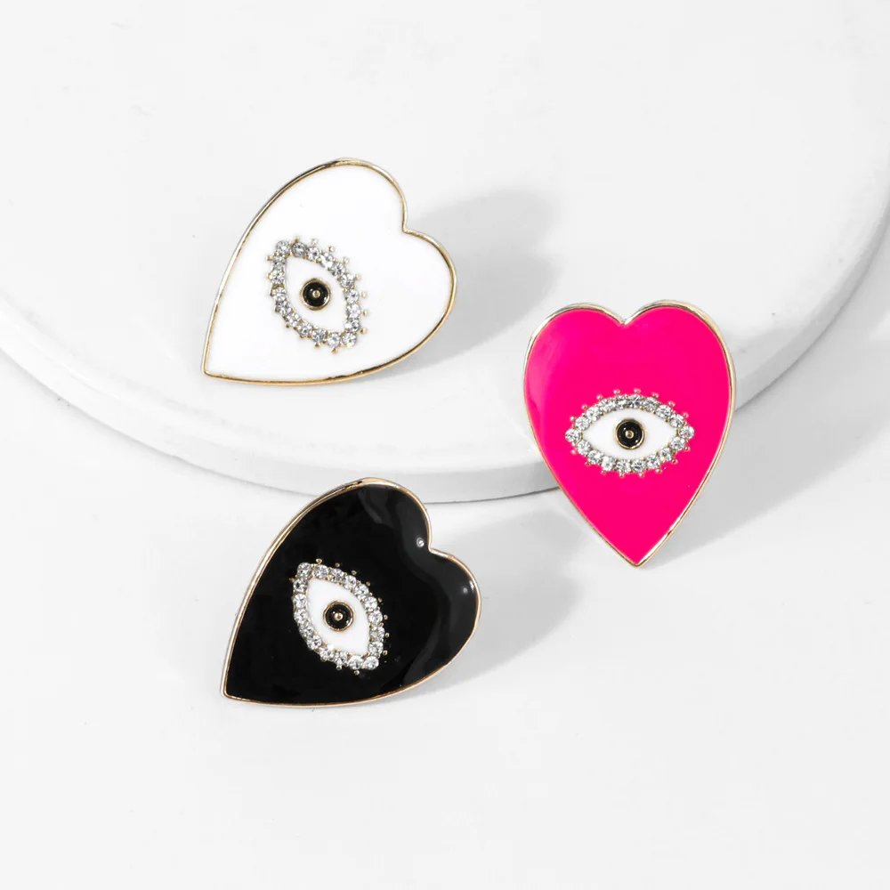 Fashion Crystal Big Heart Eye Shaped Stud Earrings for Women Colorful Enamel Drop Earrings Charming Female Wedding Party Jewelry
Fashion Crystal Big Heart Eye Shaped Stud Earrings for Women Colorful Enamel Drop Earrings Charming Female Wedding Party Jewelry
