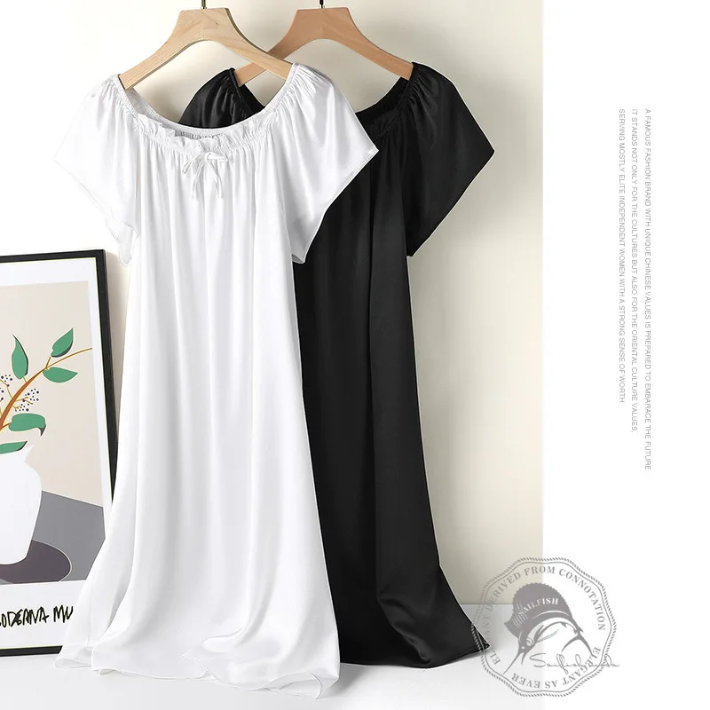 French Sweetheart Heavy Silk Mulberry Silk Plain Satin Short Sleeved Dress Solid Color Loose Doll Skirt Nightdress Home Clothes
French Sweetheart Heavy Silk Mulberry Silk Plain Satin Short Sleeved Dress Solid Color Loose Doll Skirt Nightdress Home Clothes