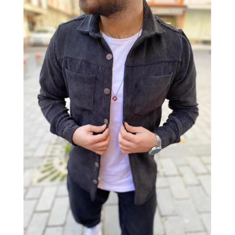 2023Autumn New Mens Casual Solid Color Corduroy Shirt Fashion Oversize LongSleeve Striped Shirts Turndown Collar Men Cargo Shirt
2023Autumn New Mens Casual Solid Color Corduroy Shirt Fashion Oversize LongSleeve Striped Shirts Turndown Collar Men Cargo Shirt