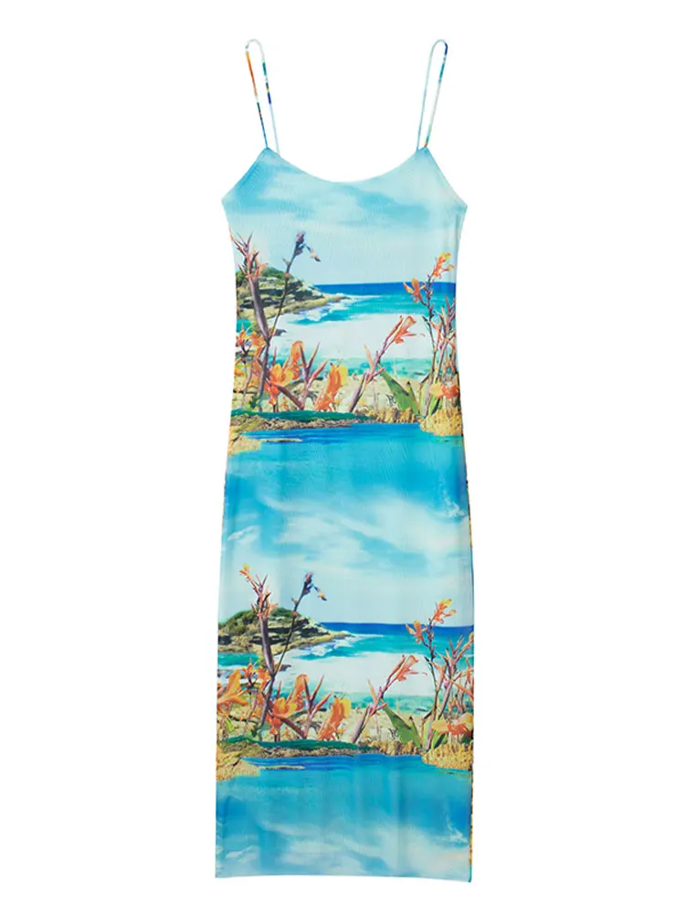 Fashion Mesh Print Dresses For Women Elegant Slim Sleeveless Long Strap Dress Summer Female Beach Party High Street Vestido
Fashion Mesh Print Dresses For Women Elegant Slim Sleeveless Long Strap Dress Summer Female Beach Party High Street Vestido