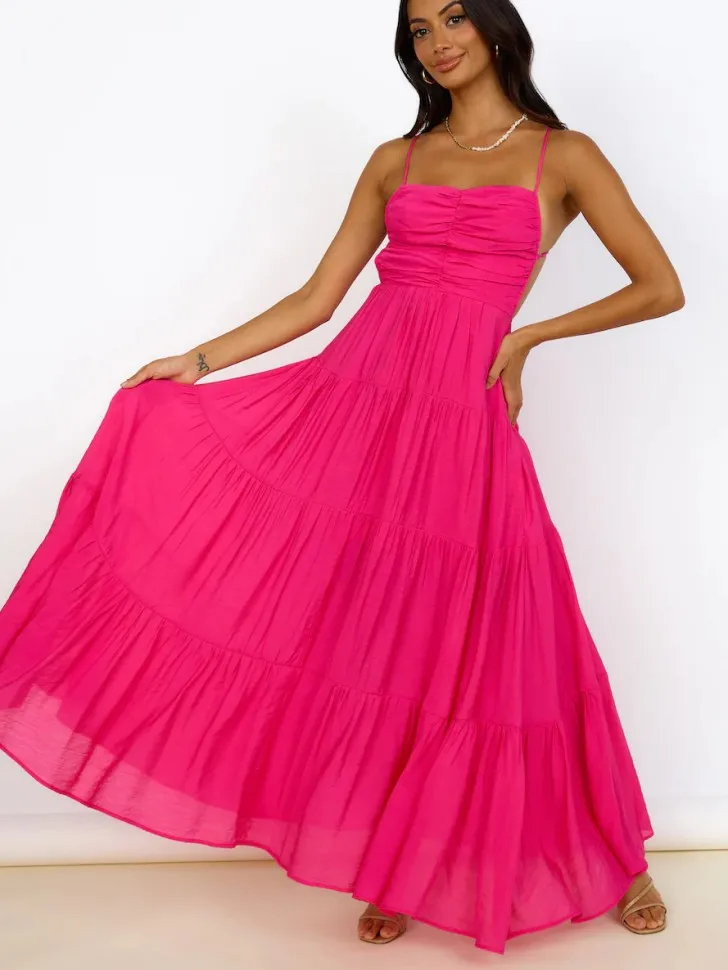 BEELADAN Women's Summer Long Slip Dress Y2K Solid Color Spaghetti Strap Square-Neck Back Tie-Up Vintage Chic Beach Holiday Dress 
BEELADAN Women's Summer Long Slip Dress Y2K Solid Color Spaghetti Strap Square-Neck Back Tie-Up Vintage Chic Beach Holiday Dress