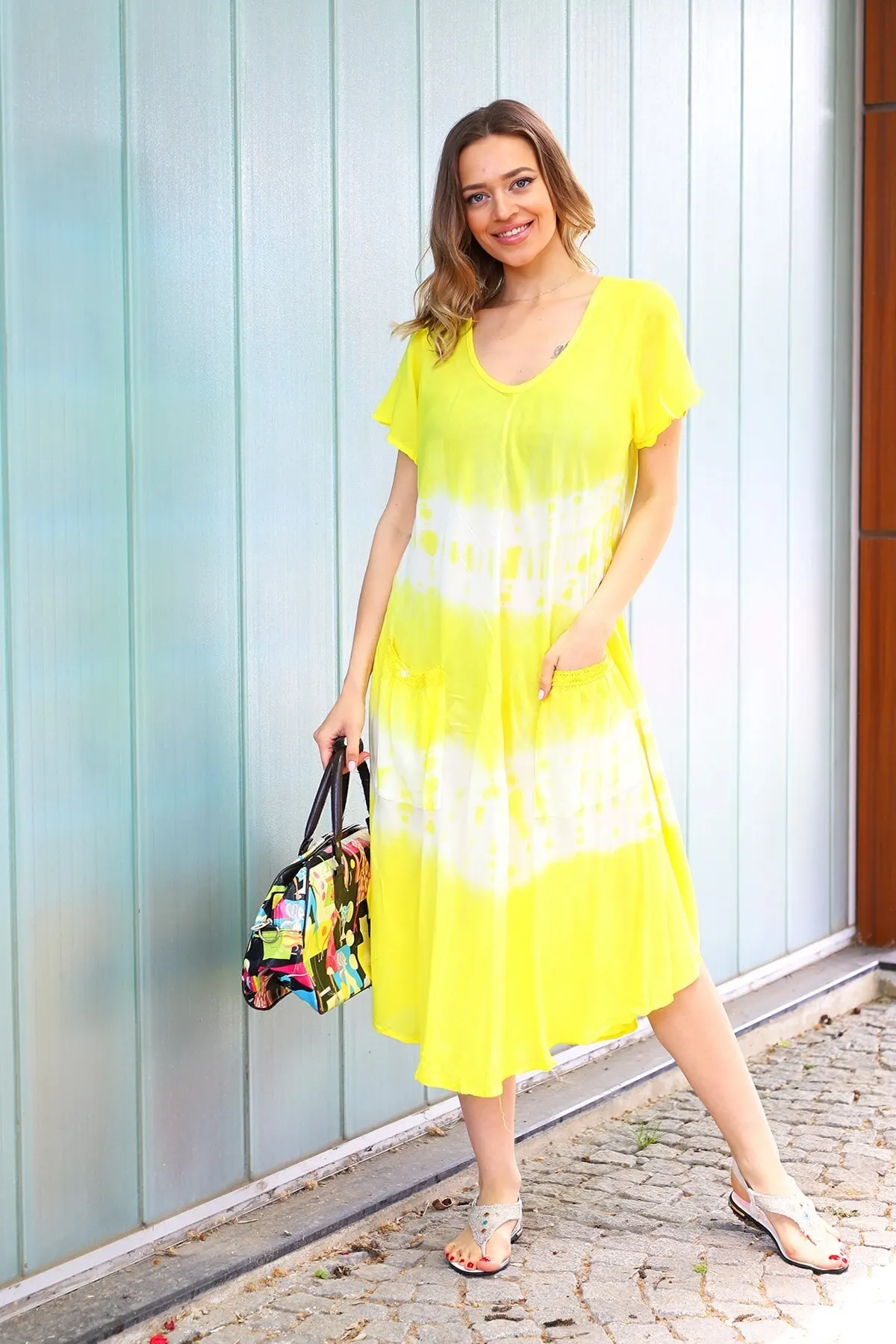 Women's Pareo Yellow Half Sleeve Tie Dye Dress Swimwear Cover Dress Sexy Tunic Suit Beachwear Female Beach Bikini Cover
Women's Pareo Yellow Half Sleeve Tie Dye Dress Swimwear Cover Dress Sexy Tunic Suit Beachwear Female Beach Bikini Cover