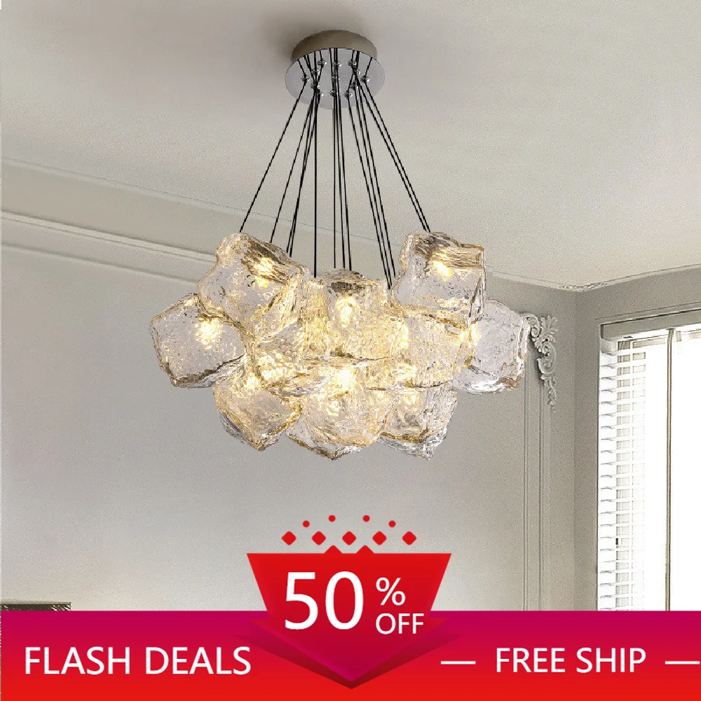 New Cream Style G9 Led Pendant Lights Living Room Modern Irregular Glass Shades Chandelier Lighting Chrome Iron Led Lighting 
New Cream Style G9 Led Pendant Lights Living Room Modern Irregular Glass Shades Chandelier Lighting Chrome Iron Led Lighting