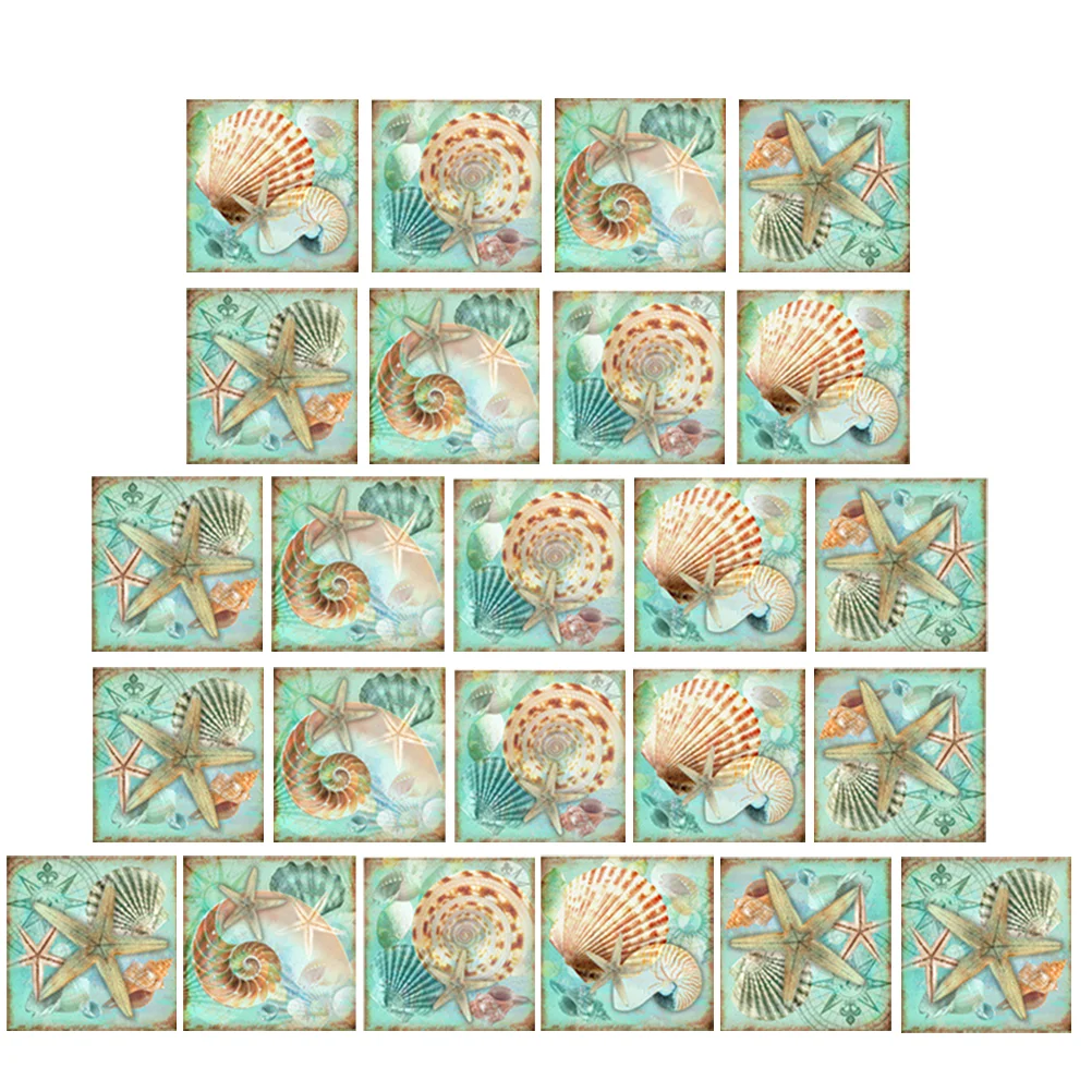 

24 Pcs Starfish Shell Stickers DIY Tile Decals Kitchen Home Mariposas Decorativas Para Pared Peel Sea Animal Walls Tiles Floor
