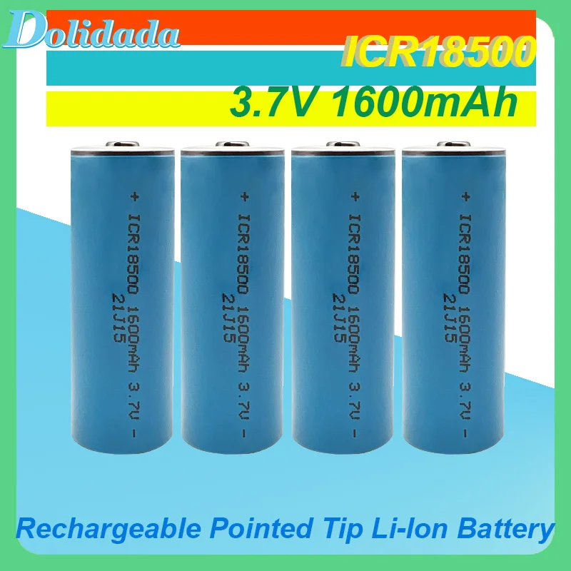 

Dolidada ICR18500 3.7V 1600mAh Replaceable Rechargeable Pointed Tip Li-Ion Battery For Flashlights Mechanical Modules Headlights