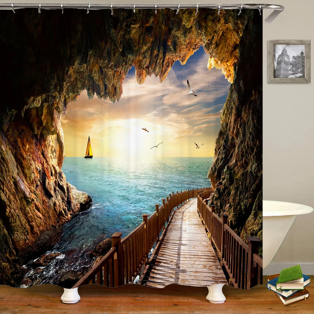 Sunlight Ocean Beach Fabric Shower Curtain Bathroom Curtains Sunset Dusk Sea large Size 300x180CM Bath Screen with 12 Hooks
Sunlight Ocean Beach Fabric Shower Curtain Bathroom Curtains Sunset Dusk Sea large Size 300x180CM Bath Screen with 12 Hooks