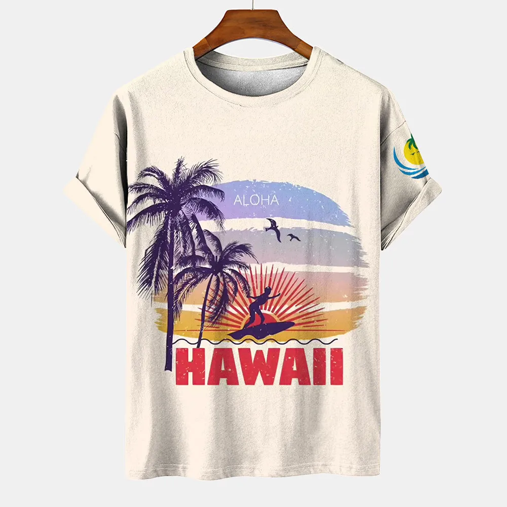 

Summer Hot Sell 3D Printed Hawaiian Shirt Men'S T-Shirt Beach Scenery Figure Casual Fashion Breathable Oversized Men'S T-Shirt