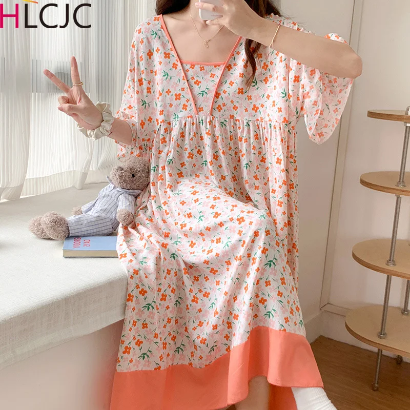 2023 Short Sleeve Thin Nightdress Female Summer New Viscose Women's Nightgowns Fashion Night Wear Printed Loose Sleeping Dress
2023 Short Sleeve Thin Nightdress Female Summer New Viscose Women's Nightgowns Fashion Night Wear Printed Loose Sleeping Dress