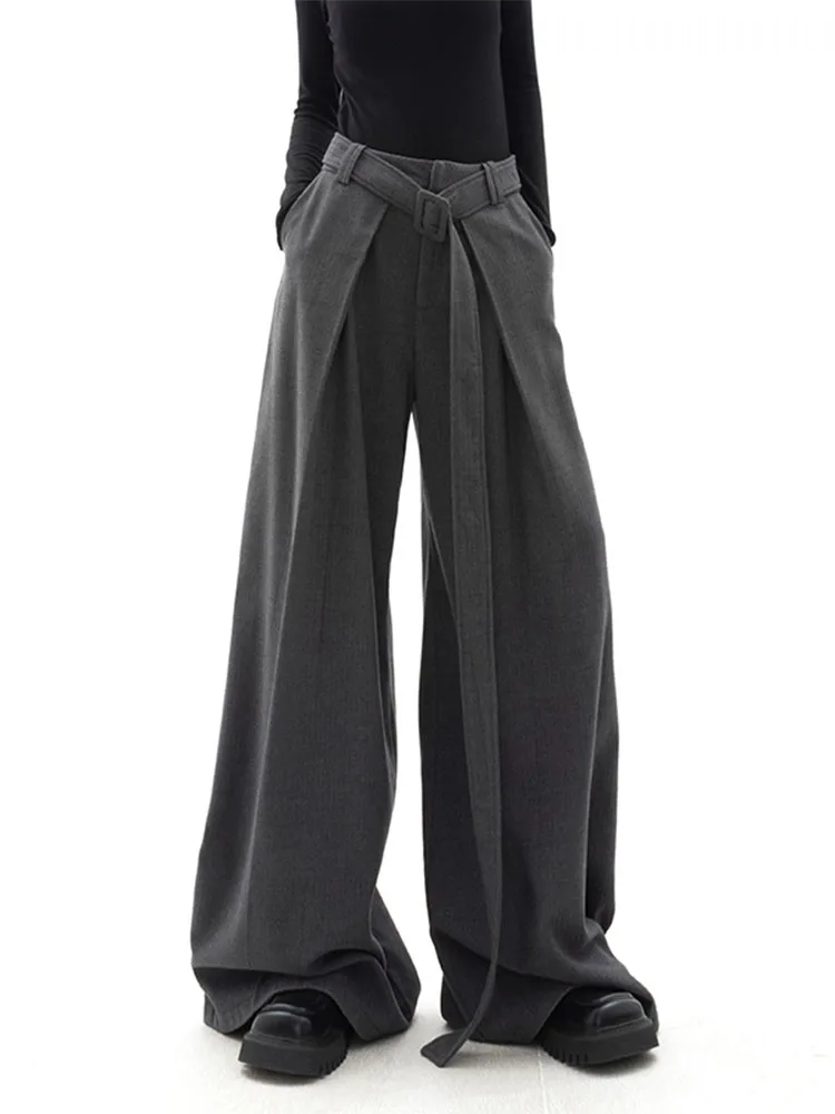Grey Lace Up High Waisted Suits Pants Women Fashion Chic Straight Wide Leg Casual Trousers Elegant Ladies Suits Mopping Pants
Grey Lace Up High Waisted Suits Pants Women Fashion Chic Straight Wide Leg Casual Trousers Elegant Ladies Suits Mopping Pants