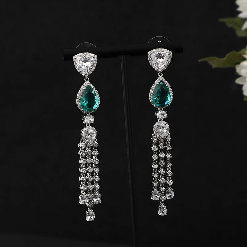 HIBRIDE Bling Cubic Zirconia Long Dangly Tassel Drop Earrings For Women Bridal Wedding Jewelry Accessories Bijoux Femme E-91
HIBRIDE Bling Cubic Zirconia Long Dangly Tassel Drop Earrings For Women Bridal Wedding Jewelry Accessories Bijoux Femme E-91