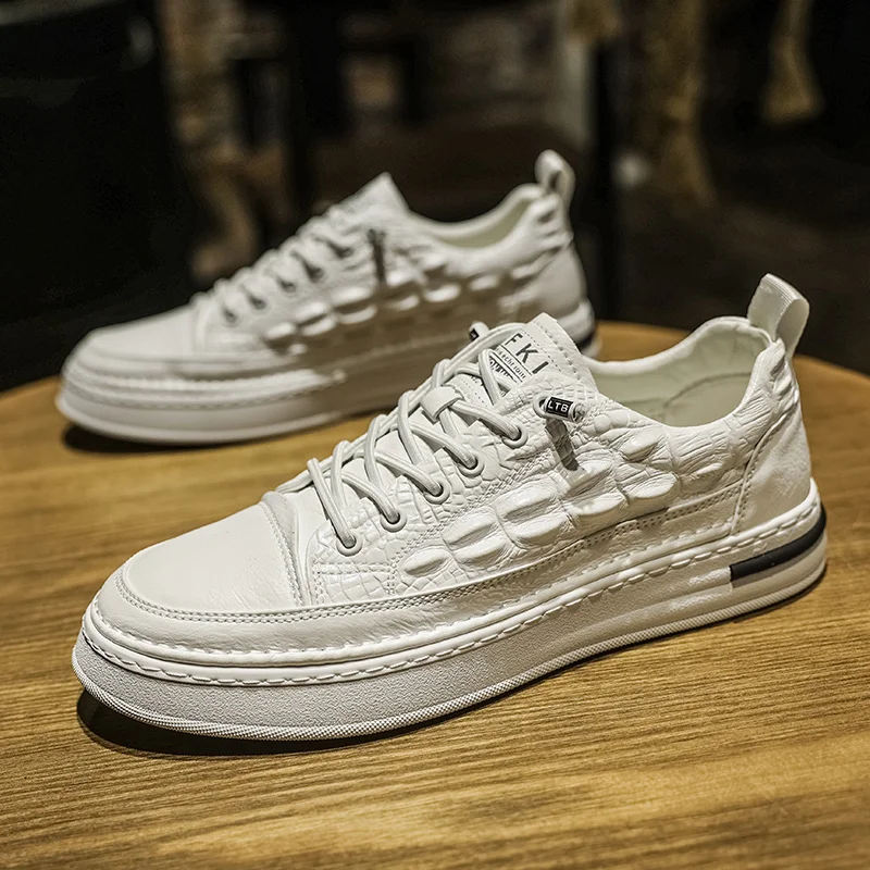 2022 New Spring Men White Skateboard Shoes Crocodile Grain Sneakers Men Flats High Quality Comfortable Low Ankle Men Board Shoes
2022 New Spring Men White Skateboard Shoes Crocodile Grain Sneakers Men Flats High Quality Comfortable Low Ankle Men Board Shoes