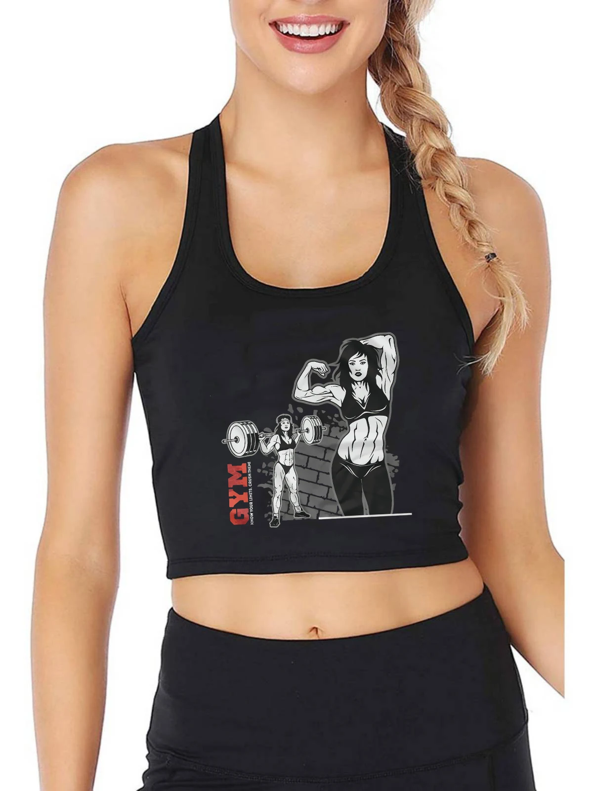 Know Your Limits,Crush Them Design Sexy Slim Fit Crop Top Women's Gym Sports Fitness Workout Tank Tops Cotton Camisole
Know Your Limits,Crush Them Design Sexy Slim Fit Crop Top Women's Gym Sports Fitness Workout Tank Tops Cotton Camisole