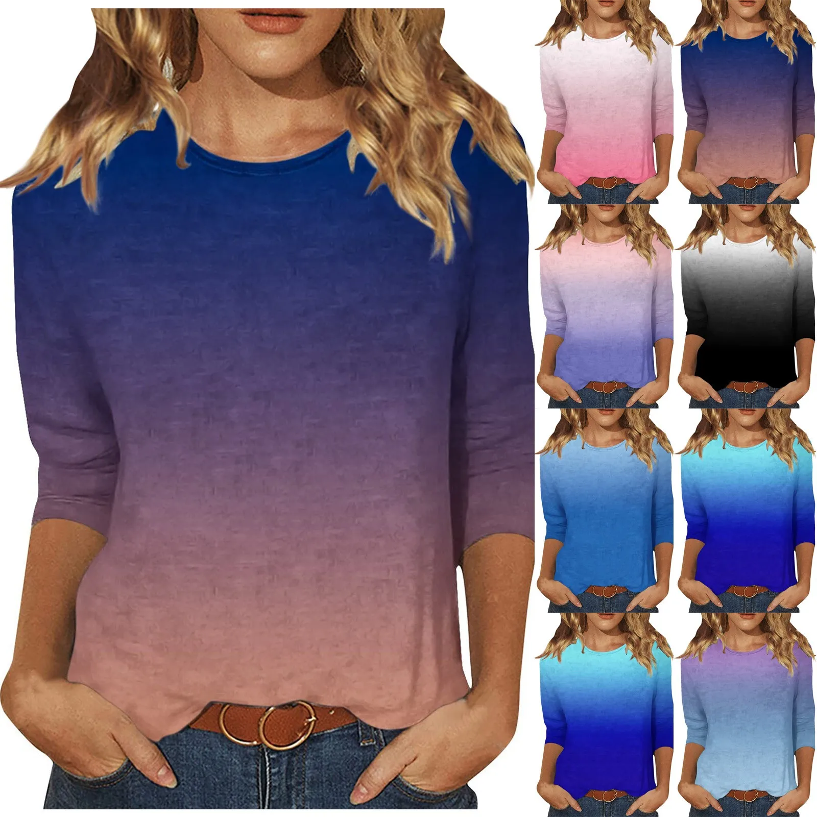 Women's Fashion Casual Round Neck 3/4 Sleeve Loose Printed T-Shirt Ladies Top Casual Printed Summer Tops For Women Roupas Femini
Women's Fashion Casual Round Neck 3/4 Sleeve Loose Printed T-Shirt Ladies Top Casual Printed Summer Tops For Women Roupas Femini
