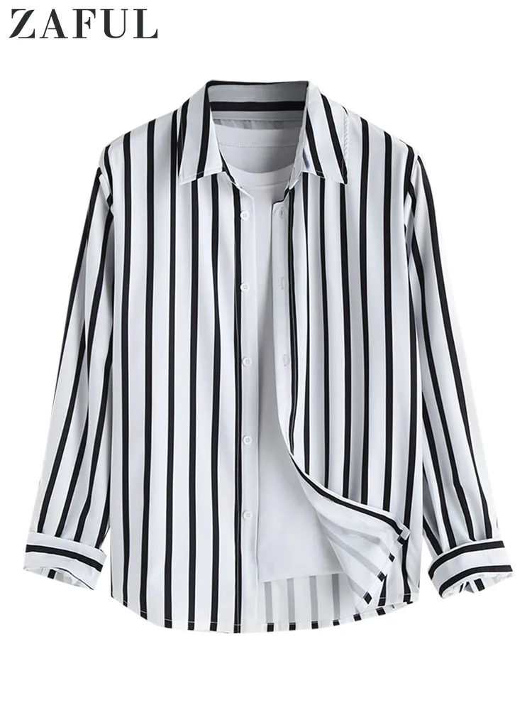 ZAFUL Men's Long-Sleeved Shirt Black And White Vertical Stripes Printed Lapel Daily Casual Regular Version Autumn New Blouse
ZAFUL Men's Long-Sleeved Shirt Black And White Vertical Stripes Printed Lapel Daily Casual Regular Version Autumn New Blouse