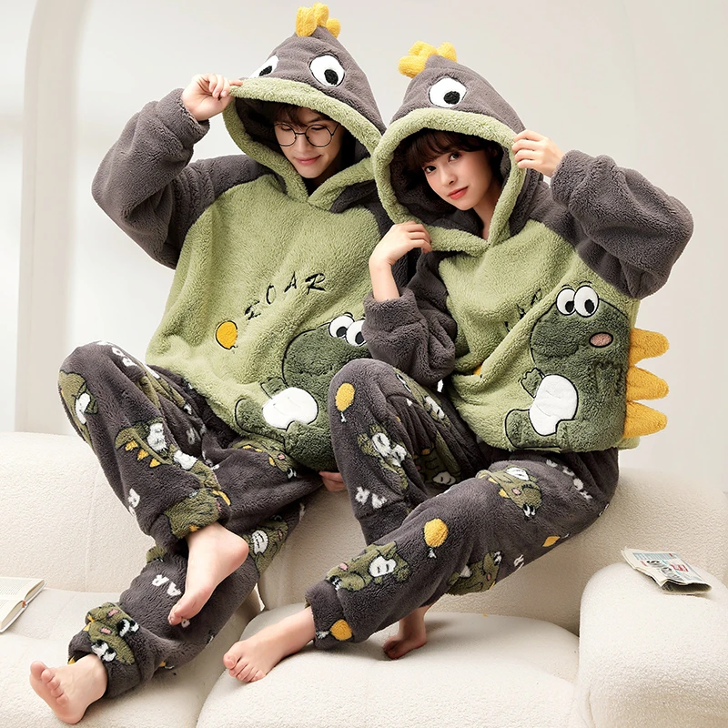 Anime Dinosaur Couples Pajama Sets Winter Thicken Hoodies Sleepwear Korean Home Wear Unisex Lovers Soft Warm Pajamas
Anime Dinosaur Couples Pajama Sets Winter Thicken Hoodies Sleepwear Korean Home Wear Unisex Lovers Soft Warm Pajamas