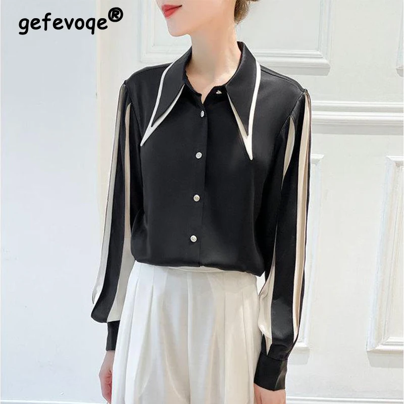 Spring Autumn Office Lady Polo-neck Patchwork Temperament Shirt Female Elegant Fashion All-match Chiffon Blouse Women's Clothing
Spring Autumn Office Lady Polo-neck Patchwork Temperament Shirt Female Elegant Fashion All-match Chiffon Blouse Women's Clothing