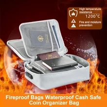 Fireproof Password Bag Waterproof Document Cash Safe Coin Organizer Multi-Layer Storage Household Keys Card Passport Home Safe