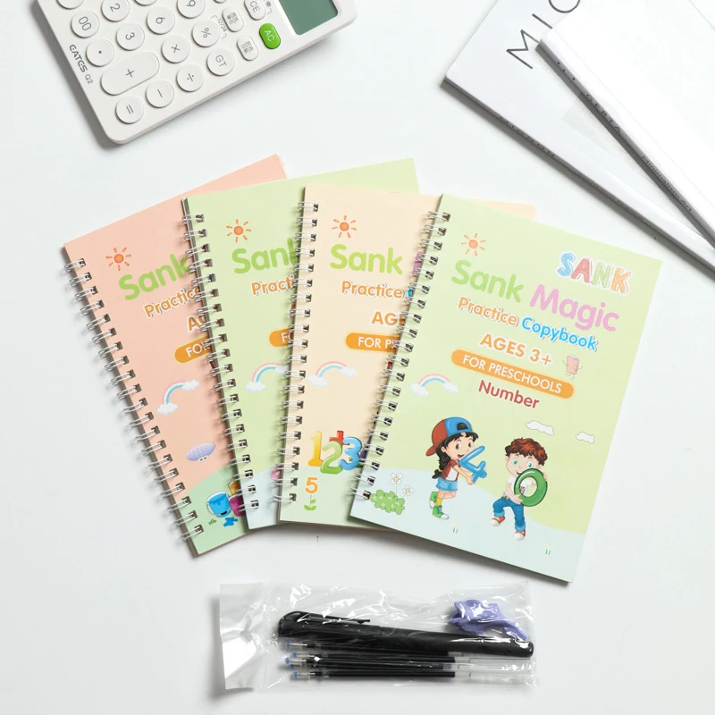 SANK 4 Books + Pen Magic Copy Book Free Wiping kids Writing Sticker Practice English Copybook For Calligraphy Montessori Books
SANK 4 Books + Pen Magic Copy Book Free Wiping kids Writing Sticker Practice English Copybook For Calligraphy Montessori Books