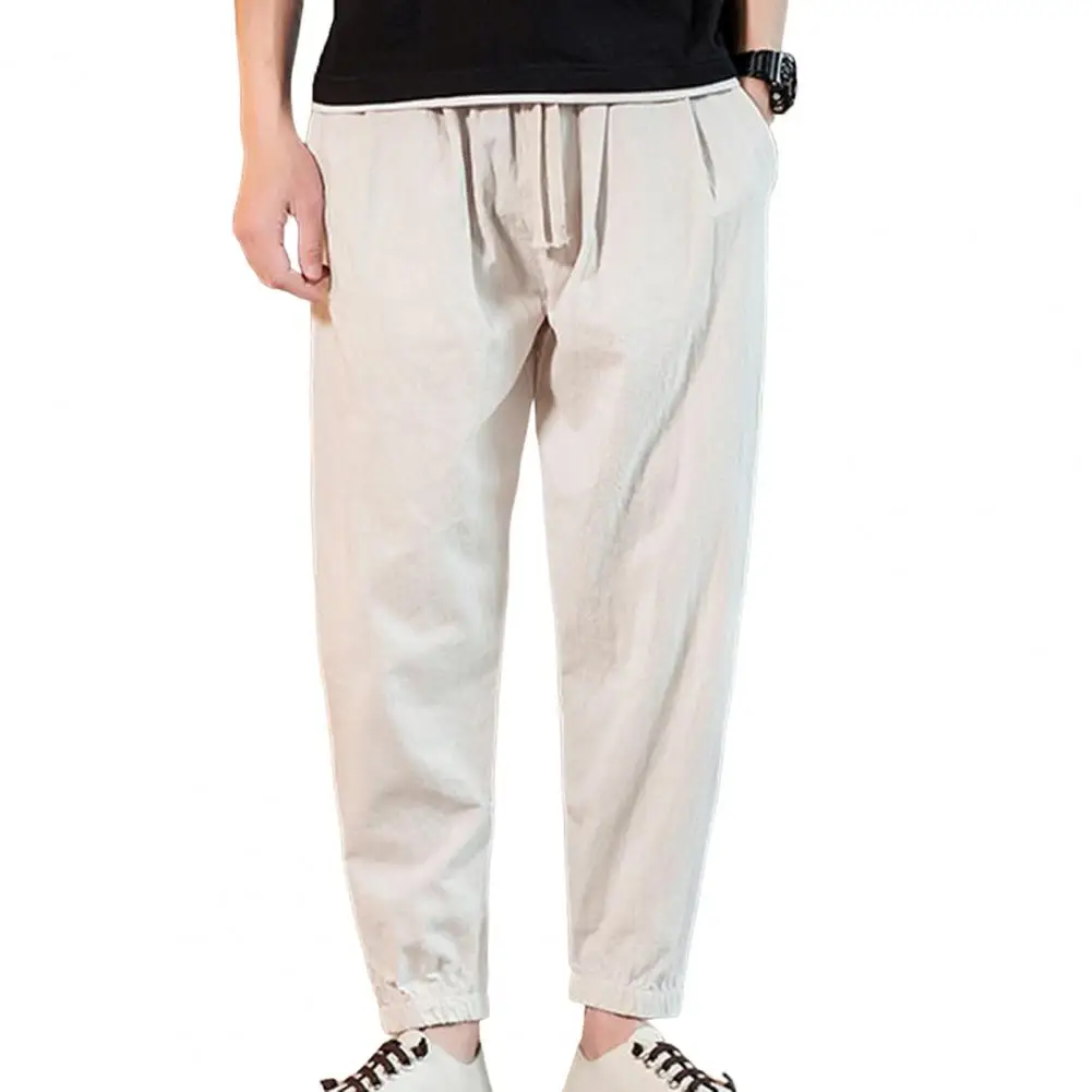 Men Pants Drawstring Elastic Waist Solid Color Pockets Spring Autumn Loose Mid Waist Trousers Streetwear
Men Pants Drawstring Elastic Waist Solid Color Pockets Spring Autumn Loose Mid Waist Trousers Streetwear