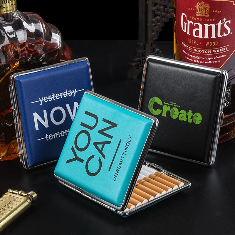 NEW Ultra-thin pressure-resistant portable moisture-proof alloy leather thick cigarette box Men's personalized cigarette holder
NEW Ultra-thin pressure-resistant portable moisture-proof alloy leather thick cigarette box Men's personalized cigarette holder
