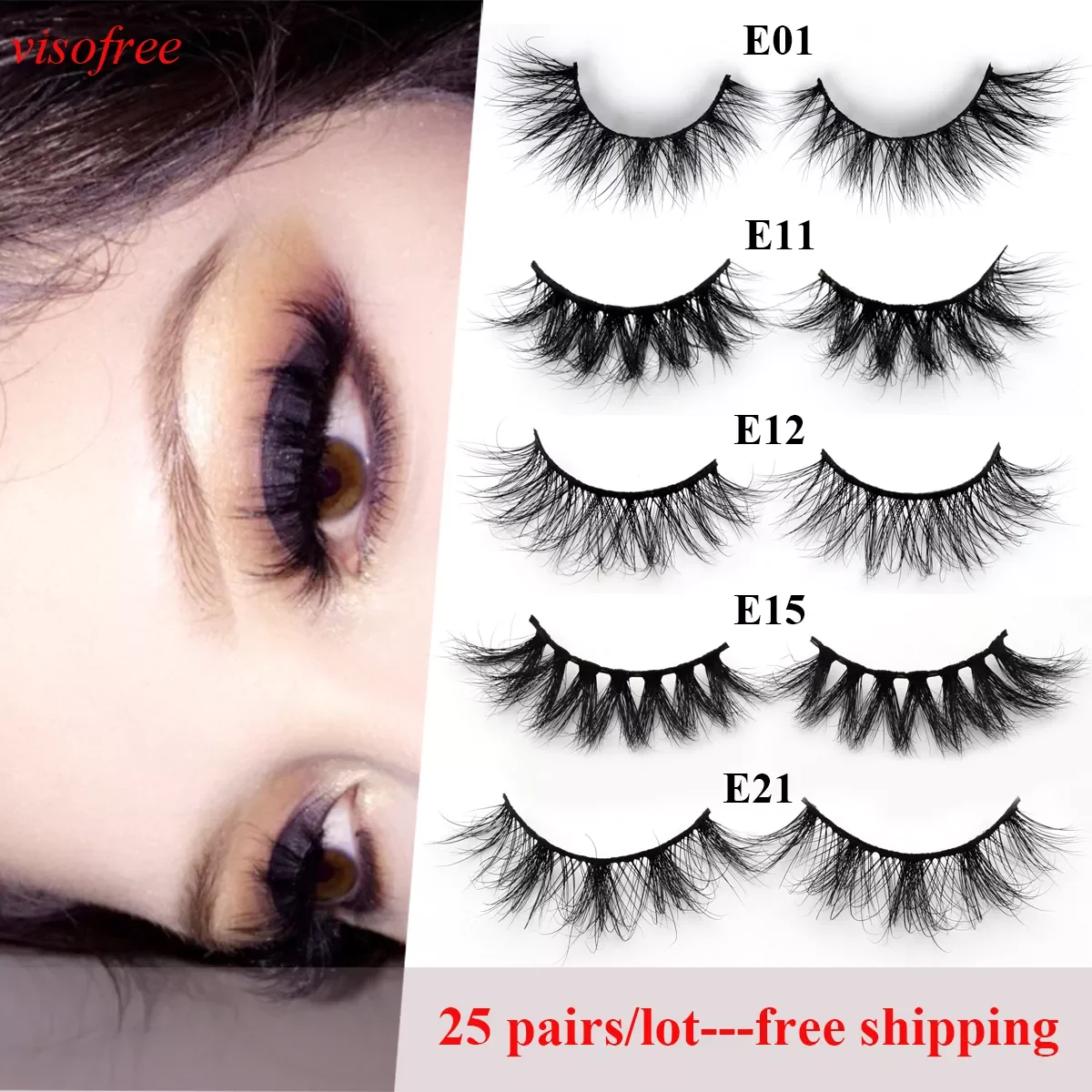 25Pairs/Lot Visofree Mink Lashes 3D Mink Eyelashes Cruelty free Lashes Handmade Reusable Natural Eyelashes Makeup False Lashes
25Pairs/Lot Visofree Mink Lashes 3D Mink Eyelashes Cruelty free Lashes Handmade Reusable Natural Eyelashes Makeup False Lashes