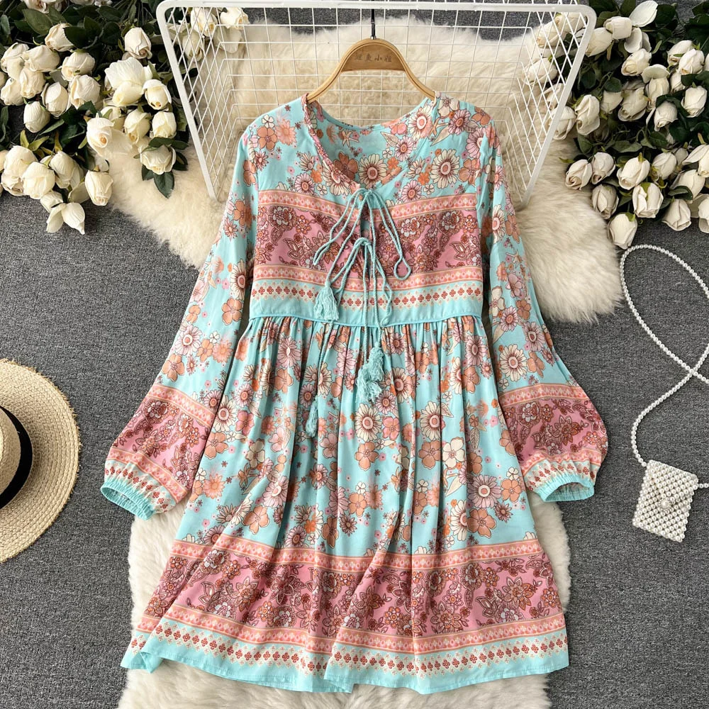 Boho Dress Women Summer And Spring 2022 New Long Sleeve Bohemian Flower Print Short Dresses Retro Beach Wear Seaside Dresses
Boho Dress Women Summer And Spring 2022 New Long Sleeve Bohemian Flower Print Short Dresses Retro Beach Wear Seaside Dresses