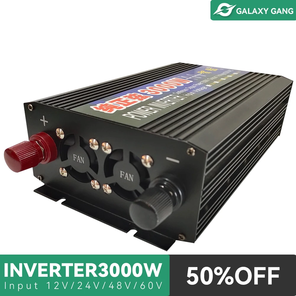 

Inverter Power 3000W Pure Sine Wave Inverter Voltage DC 12V 24V 48V 60V To AC 110V 220VTransformer Converter Wind Solar Inverter