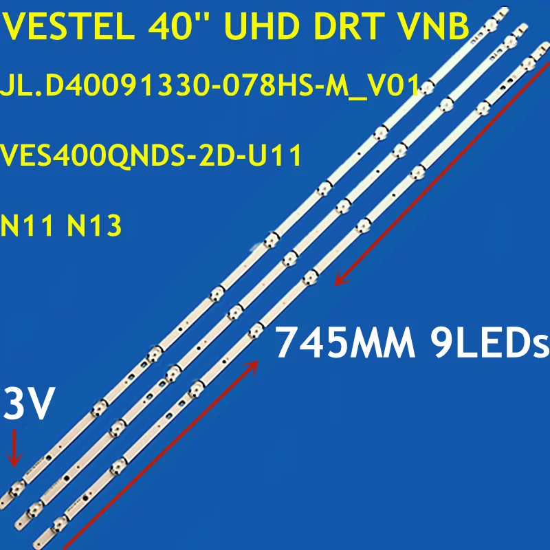 

5kit=15pcs LED Strip 9lamp for VESTEL 40" UHD DRT VNB -A TYPE REV02 JL.D40091330-078AS-M_V01 VES400QNDS-2D-U11 N11 N13 LT-40C860