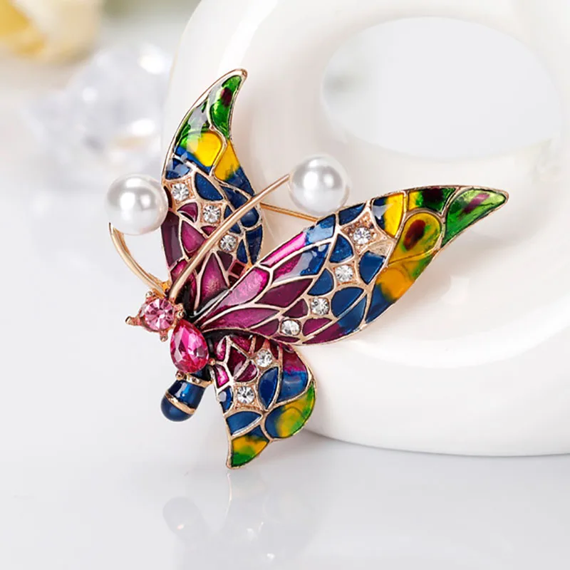 Exquisite high-end retro dripping oil brooch fashion rhinestone painted insect butterfly corsage female 
Exquisite high-end retro dripping oil brooch fashion rhinestone painted insect butterfly corsage female