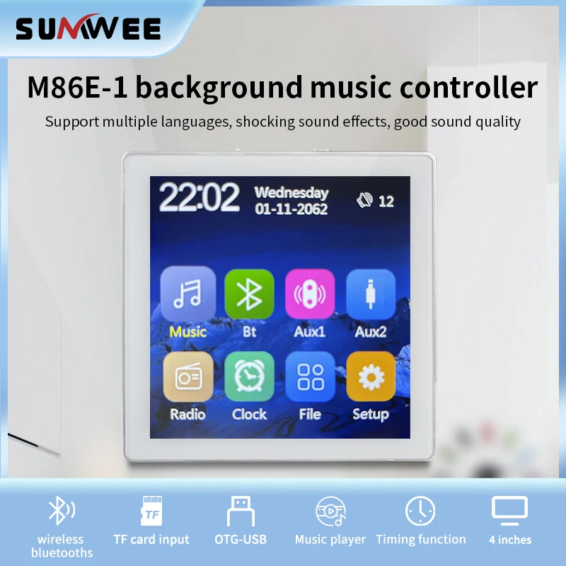 4-Inch 25W Wireless Bluetooth Wall Audio Amplifier 2-4 Way 6-Language Home Theater Stereo Touch Screen Music Amplifier System
4-Inch 25W Wireless Bluetooth Wall Audio Amplifier 2-4 Way 6-Language Home Theater Stereo Touch Screen Music Amplifier System