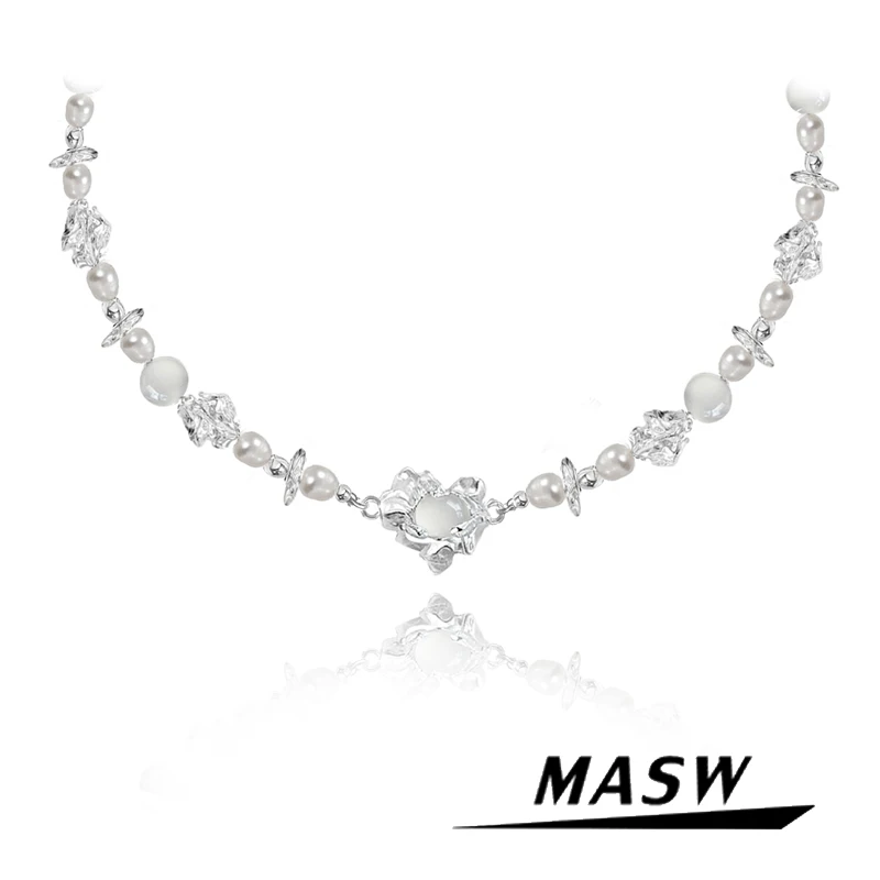MASW Original Design Crystal Heart Pendant Necklace Elegant Temperament One Layer Natural Pearl Necklace For Women Jewelry Gift
MASW Original Design Crystal Heart Pendant Necklace Elegant Temperament One Layer Natural Pearl Necklace For Women Jewelry Gift