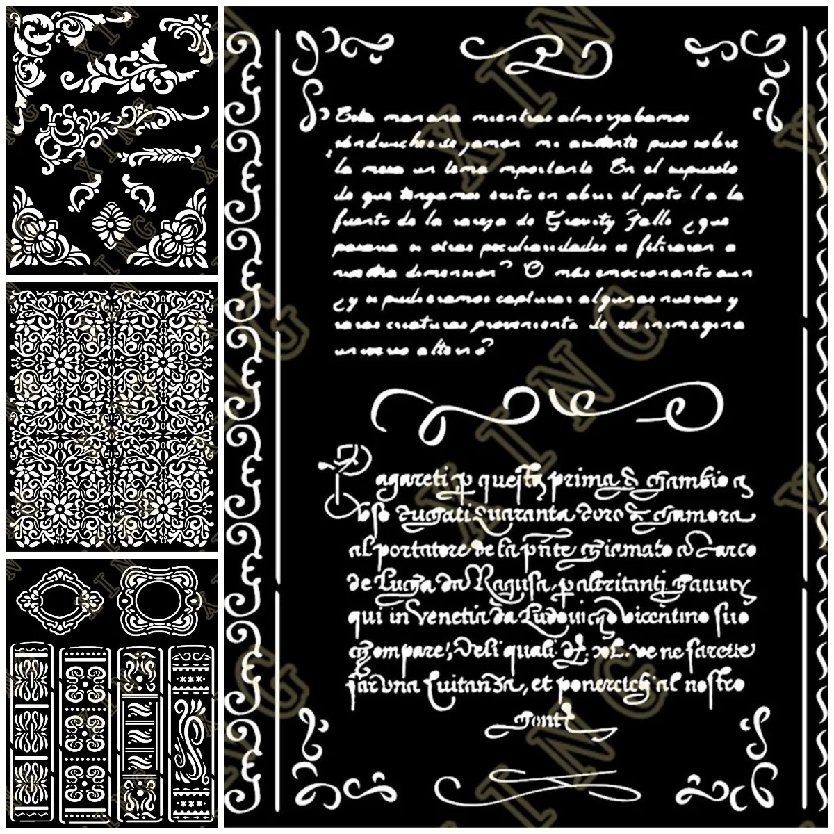 New Layering Stencils Painting Scrapbook Coloring Embossing Album Decorative Template Texture Letters Corners and Embellishment
New Layering Stencils Painting Scrapbook Coloring Embossing Album Decorative Template Texture Letters Corners and Embellishment