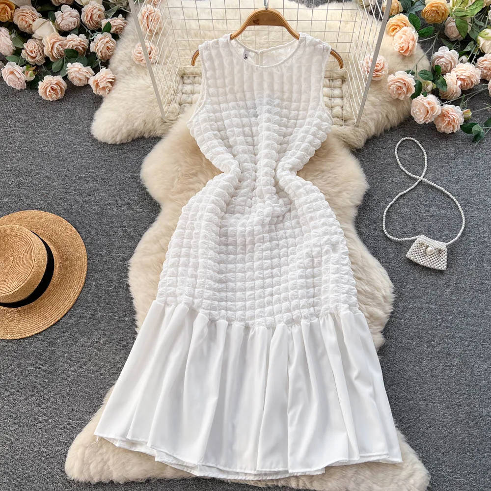 Korea Ins Celebrity Sleeveless Pleated Fishtail Dress Women New Fashion Round Neck Casual Clothes Vestidos De Fiesta J470
Korea Ins Celebrity Sleeveless Pleated Fishtail Dress Women New Fashion Round Neck Casual Clothes Vestidos De Fiesta J470