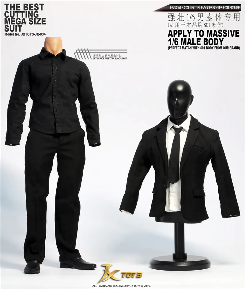 JXTOYS-034 1/6 Male Soldier Black Suit Clothes Model Accessories Fit 12'' Action Figure Body In Stock
JXTOYS-034 1/6 Male Soldier Black Suit Clothes Model Accessories Fit 12'' Action Figure Body In Stock