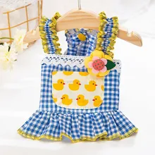 Dog Dresses Cat Thin Summmer Princess Dress Cute 3D Floral Plaid Skirt Pet Dog Clothes For Small Cat Puppy Teddy Yorkshire Pome