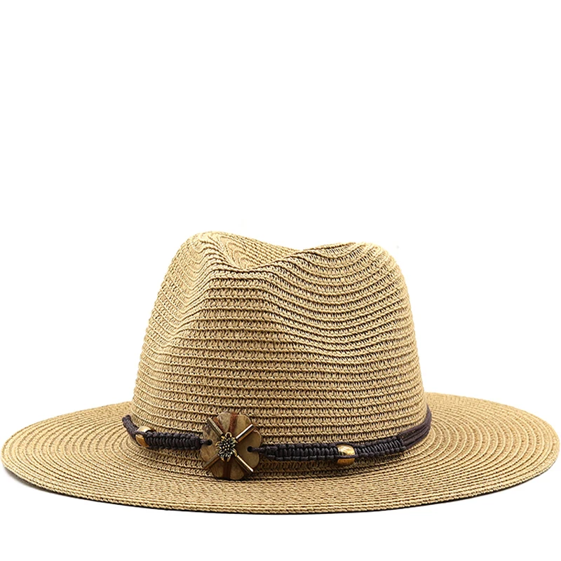 

Летняя соломенная шляпа из натуральной соломы для женщин с широкими полями, Солнцезащитная Панама для мужчин, для путешествий, отдыха, отдыха, пляжа, универсальная Кепка