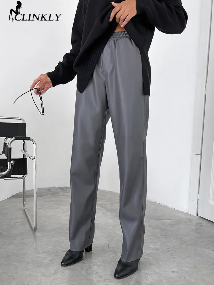 Clinkly Faux Leather Classy Straight Pants Elastic Waist PU Warm Trousers Winter 2022 Office Ladies Plain Floor-Length Pants
Clinkly Faux Leather Classy Straight Pants Elastic Waist PU Warm Trousers Winter 2022 Office Ladies Plain Floor-Length Pants