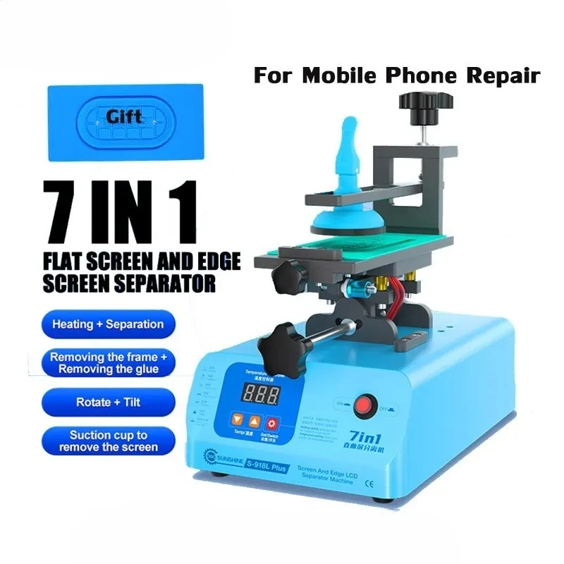 SUNSHINE S-918L PLUS 7 in 1 Curved Screen Separator Machine Multifunctional Flat Screen and Edge Remover Frame Universal Tool
SUNSHINE S-918L PLUS 7 in 1 Curved Screen Separator Machine Multifunctional Flat Screen and Edge Remover Frame Universal Tool