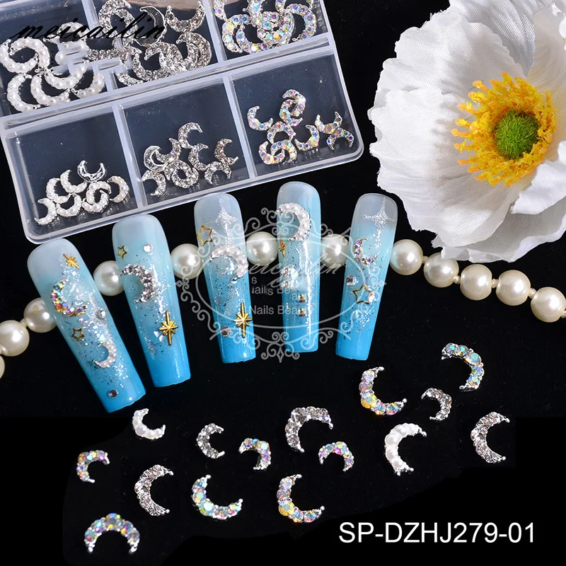 60Pcs Crystal Diamond Moon Nail Charms AB,Clear,Pearl Gold Sliver Alloy Rhinestones Decoration Elegant Metal DIYNail Accessories
60Pcs Crystal Diamond Moon Nail Charms AB,Clear,Pearl Gold Sliver Alloy Rhinestones Decoration Elegant Metal DIYNail Accessories